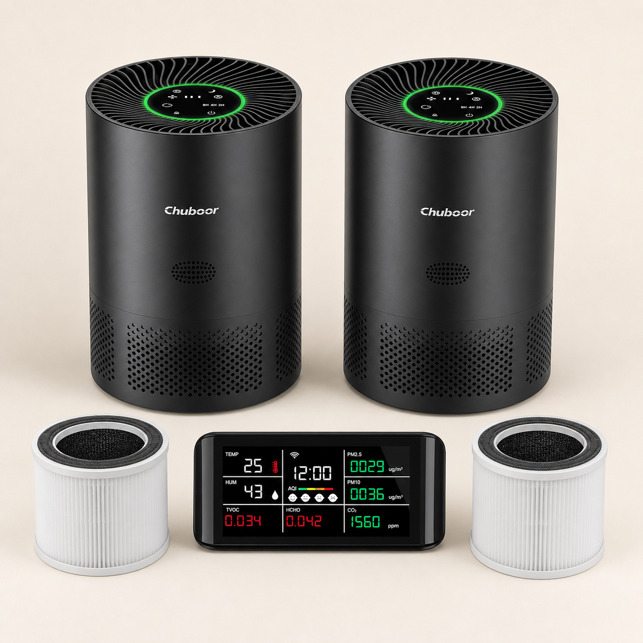 Smoke Ready Home System — 2 Air Purifiers + PM2.5 Monitor